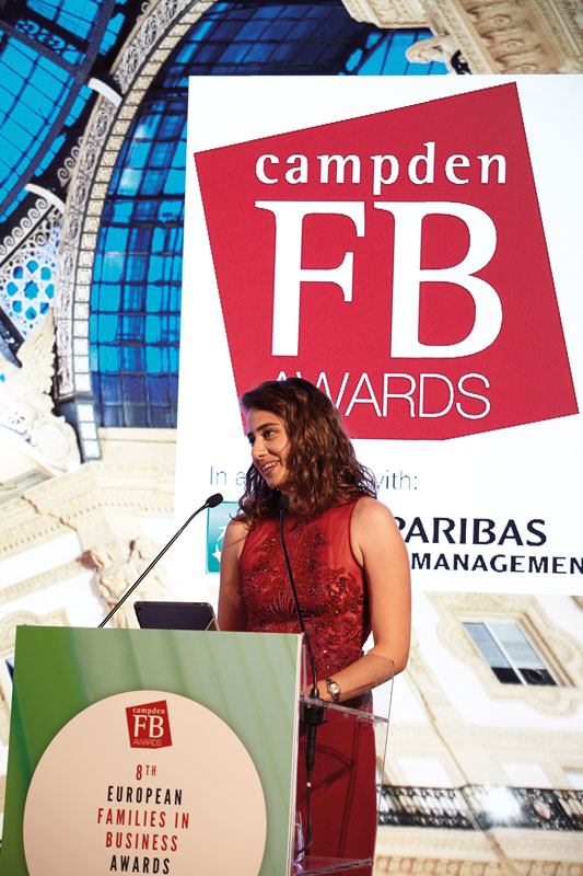 Selin Yigitbasi-Ducker, fourth generation member of Yasar Holdings and founder of Goodsted, at Campden's European Families in Business Awards in Milan