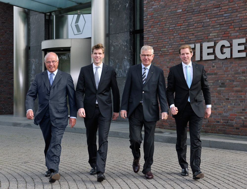 (From left to right): Heinz, Felix, Hugo, and Jens outside of Fiege’s headquarters in Münster