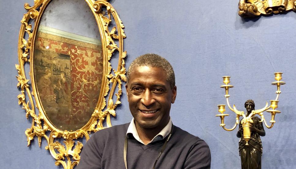 Lennox Cato, of Lennox Cato Antiques and Works of Art, at the LAPADA Art and Antiques Fair in London