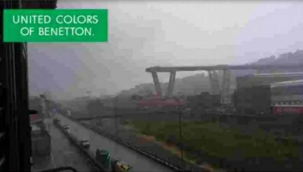 An example of the United Colors of Benetton parodies shared on social media after the Genoa bridge collapse.