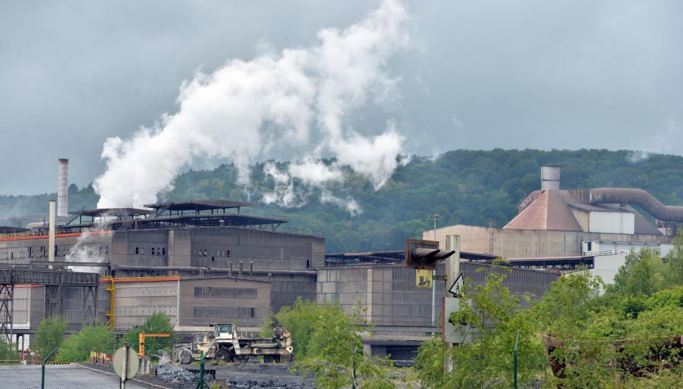 View of the factory of steel manufacturer ArcelorMittal in Differdange, Luxembourg.