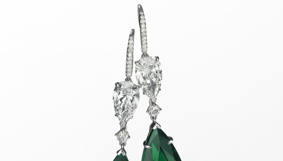 Christie's Geneva sold these Colombian emerald earrings for a record price