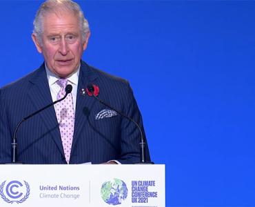 The then Prince Of Wales speaking at COP 26 in Glasgow, Scotland