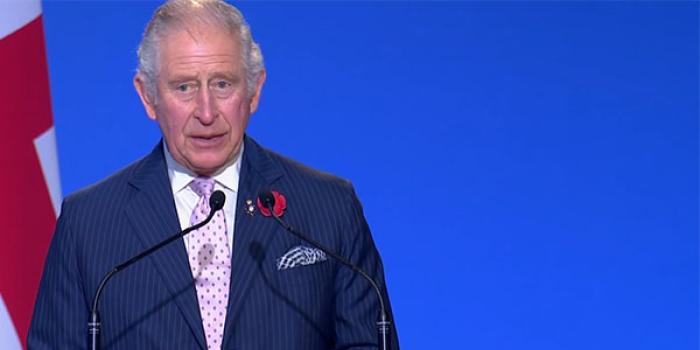 The then Prince Of Wales speaking at COP 26 in Glasgow, Scotland